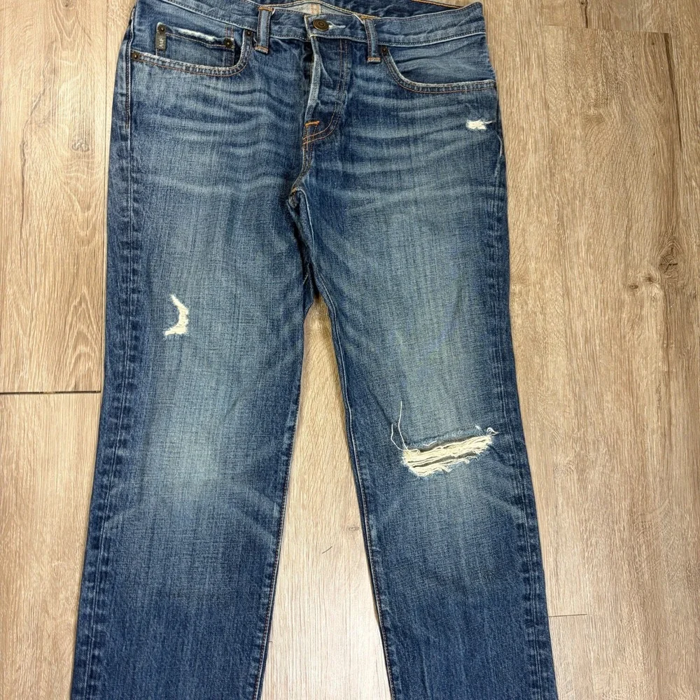 VTG Abercrombie & Fitch Skinny Jeans 31x32 Distressed 100% Cotton Y2K Button Fly